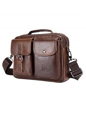 Genuine Leather Messenger Bag Crossbody Business Travel Laptop Shoulder Bag Men